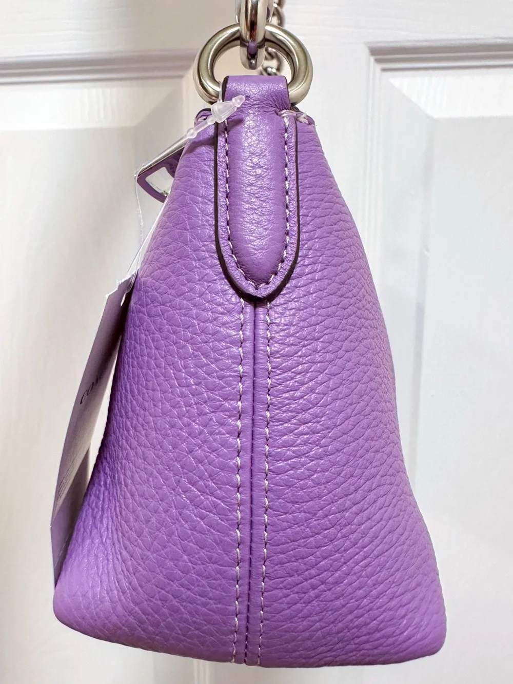 Coach Charlotte Shoulder Bag Iris Purple Pebbled Leather Chain Strap‎ NWT